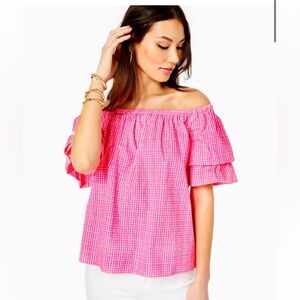 Lilly Pulitzer Frankee off the shoulder short sleeve blouse